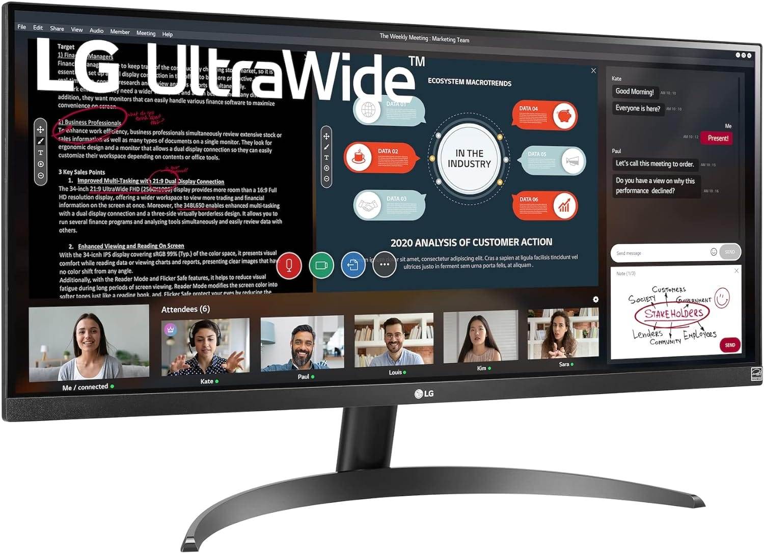 LG 29WP500-B 73 cm (29 Zoll) FHD UltraWide Monitor (IPS-Panel, HDR10, FreeSync), schwarz