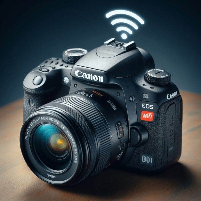 Canon EOS Rebel T7 DSLR Camera Showcasing Wifi and Nfc features